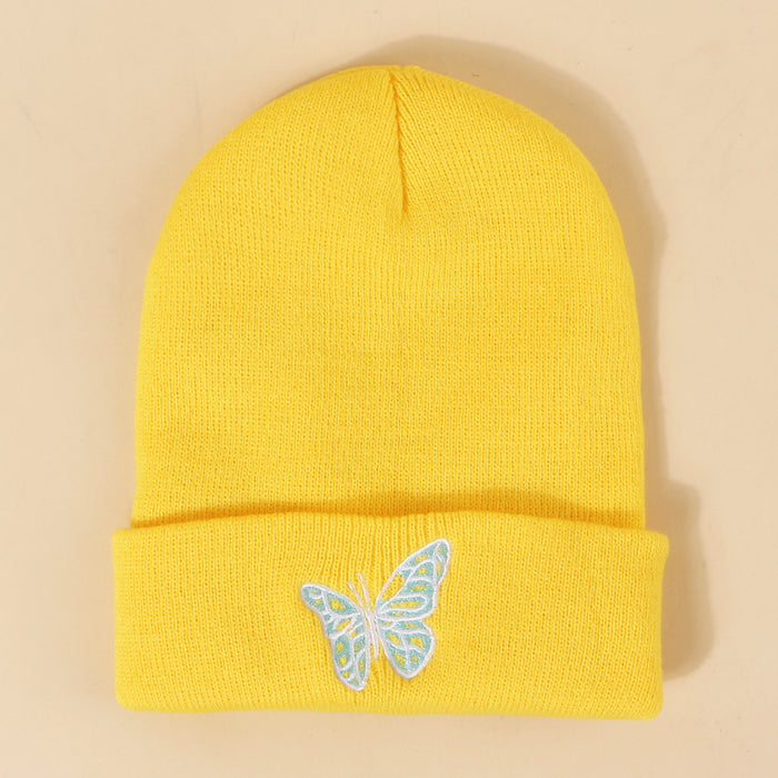 Wholesale Hat Wool Winter Warm Outdoor Embroidered Butterfly Knitted Hat MOQ≥2 JDC-FH-TangQ002