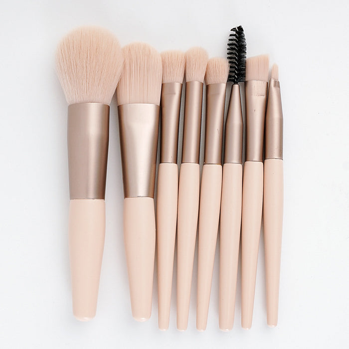 Wholesale 8pcs Fiber Wooden Handle Mini Makeup Brush Set JDC-MB-LaM001