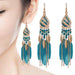 Jewelry WholesaleWholesale Boho Rice Beads Feather Tassel Alloy Earrings JDC-ES-Daiq030 Earrings 黛茜 %variant_option1% %variant_option2% %variant_option3%  Factory Price JoyasDeChina Joyas De China