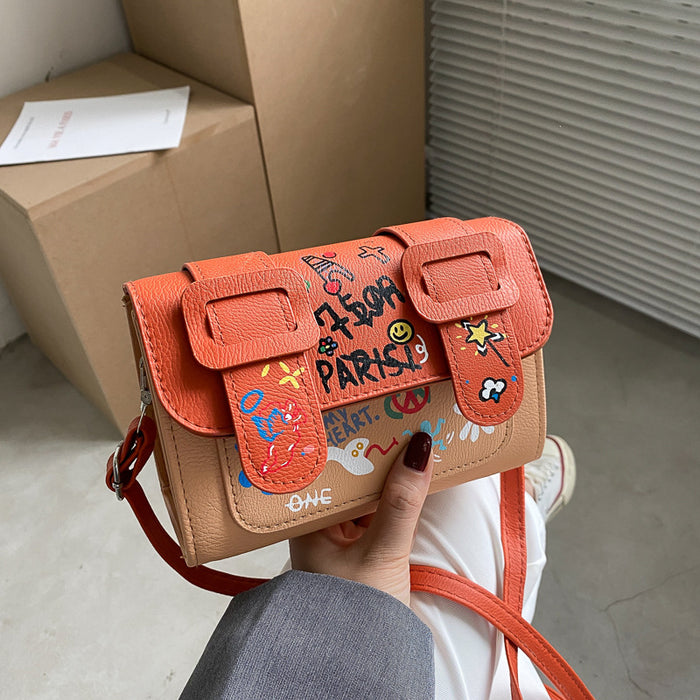 Jewelry WholesaleWholesale graffiti niche color-blocking messenger bag summer messenger JDC-SD-Ailef003 Shoulder Bags 爱乐坊 %variant_option1% %variant_option2% %variant_option3%  Factory Price JoyasDeChina Joyas De China