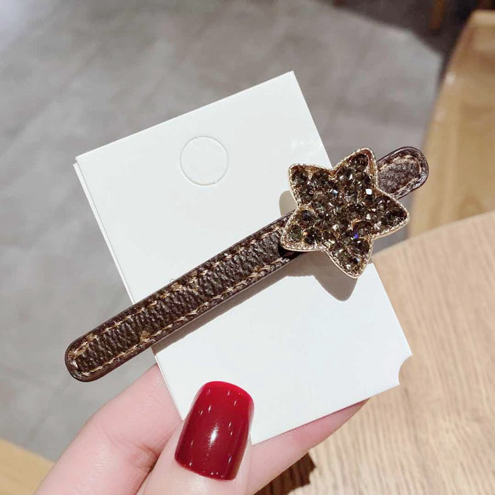 Jewelry WholesaleWholesale imitation leather printing Rhinestone Crystal bangs side hairpin (F)JDC-HC-LiS006 Hair Clips 栎尚 %variant_option1% %variant_option2% %variant_option3%  Factory Price JoyasDeChina Joyas De China