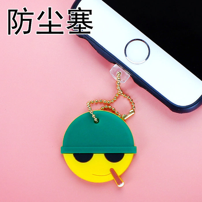 Wholesale Mobile Phone Dust Plug PVC Cute Cartoon Expression Charging Port MOQ≥3 JDC-PC-ZhongJ00015