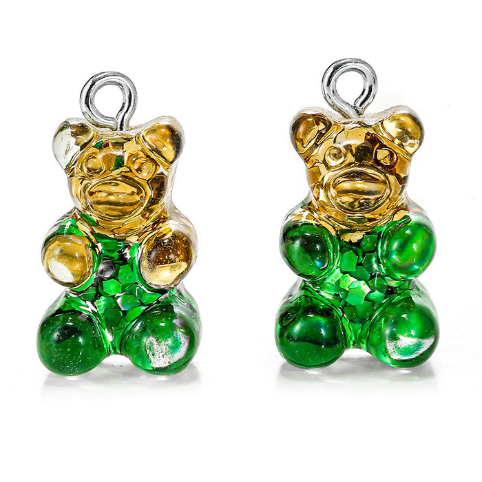 Wholesale Color Glitter Bear Pendant Handmade DIY Jewelry Accessories Keychain JDC-DIY-Jingy004