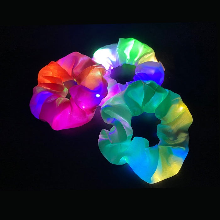 Wholesale Hair Scrunchies Cloth LED Light Glowing Three-speed Shiny Color JDC-HS-DieZu004