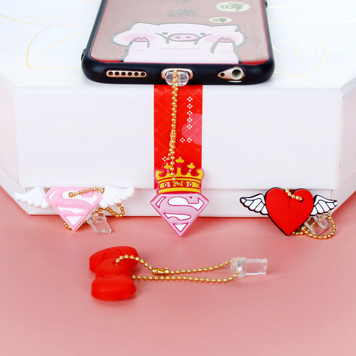 Wholesale Mobile Phone Dust Plug PVC Cute Crown Love Pendant MOQ≥3 JDC-PC-ZhongJ025