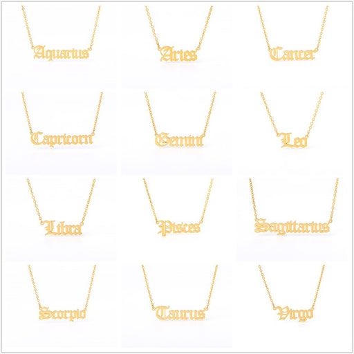 Jewelry WholesaleWholesale twelve constellations Necklace stainless steel English letters JDC-NE-MJ008 Necklaces 萌葭 %variant_option1% %variant_option2% %variant_option3%  Factory Price JoyasDeChina Joyas De China