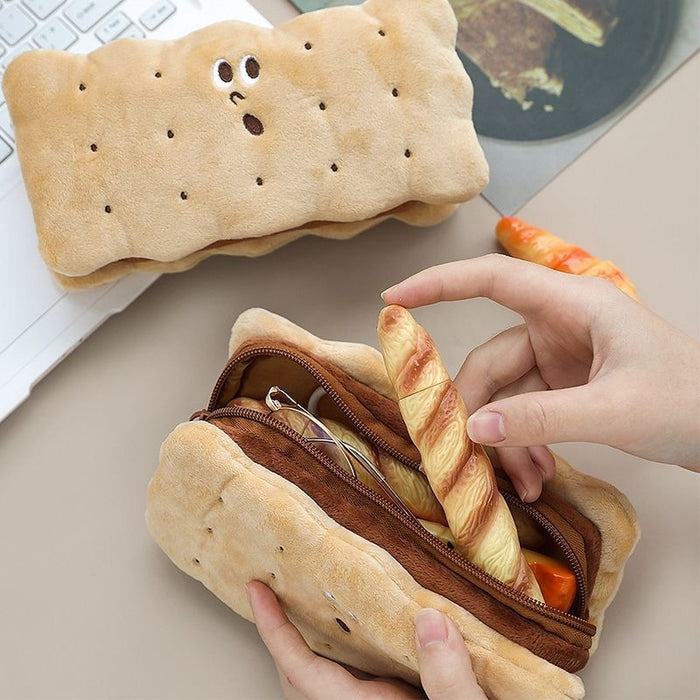 Wholesale Pencil Bags Plush Sandwich Cookies Cute MOQ≥4 JDC-PB-buji001