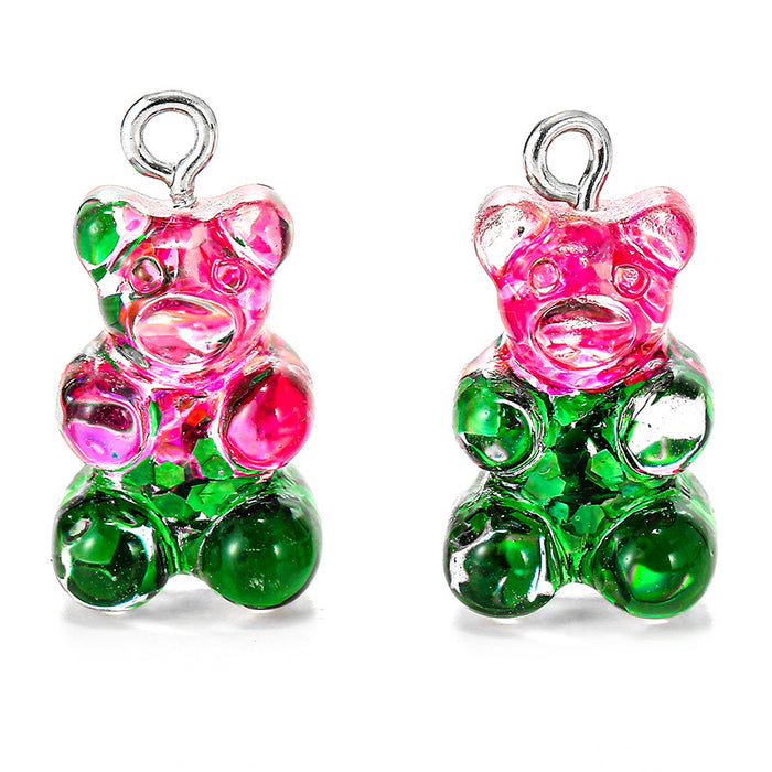 Wholesale Color Glitter Bear Pendant Handmade DIY Jewelry Accessories Keychain JDC-DIY-Jingy004