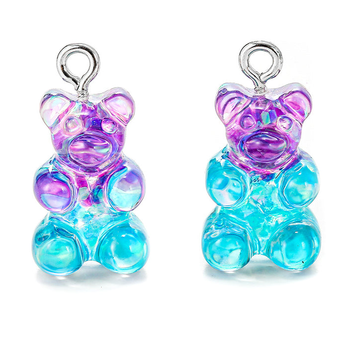 Wholesale Color Glitter Bear Pendant Handmade DIY Jewelry Accessories Keychain JDC-DIY-Jingy004