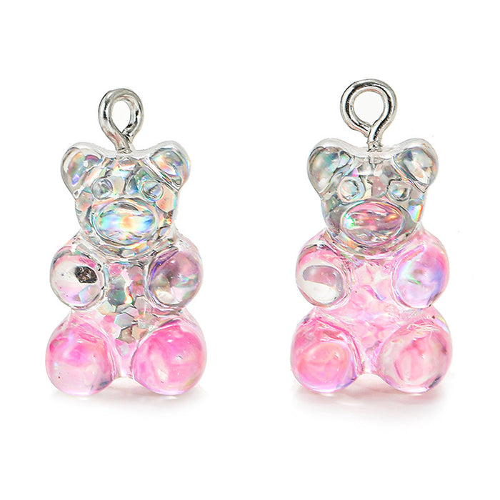 Wholesale Color Glitter Bear Pendant Handmade DIY Jewelry Accessories Keychain JDC-DIY-Jingy004