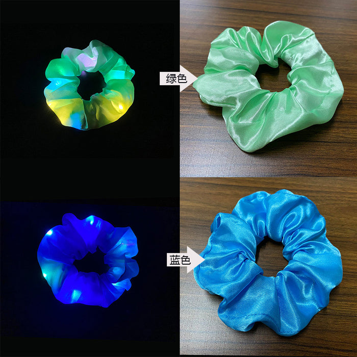 Wholesale Hair Scrunchies Cloth LED Light Glowing Three-speed Shiny Color JDC-HS-DieZu004