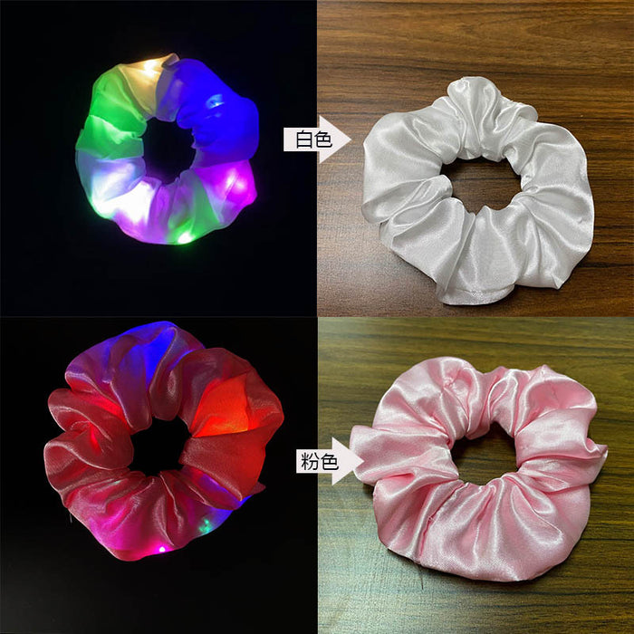 Wholesale Hair Scrunchies Cloth LED Light Glowing Three-speed Shiny Color JDC-HS-DieZu004