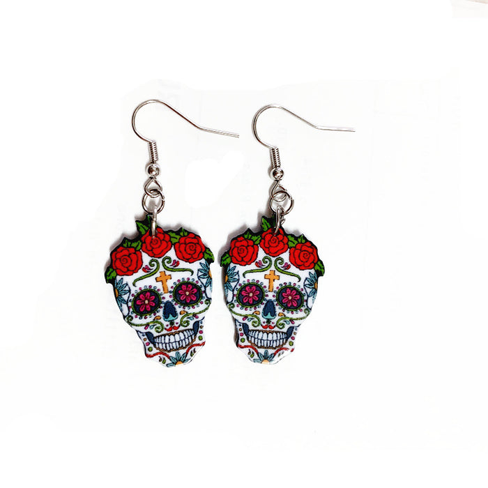 Wholesale Skull Earrings Acrylic Skull Pendant JDC-ES-Xieq001