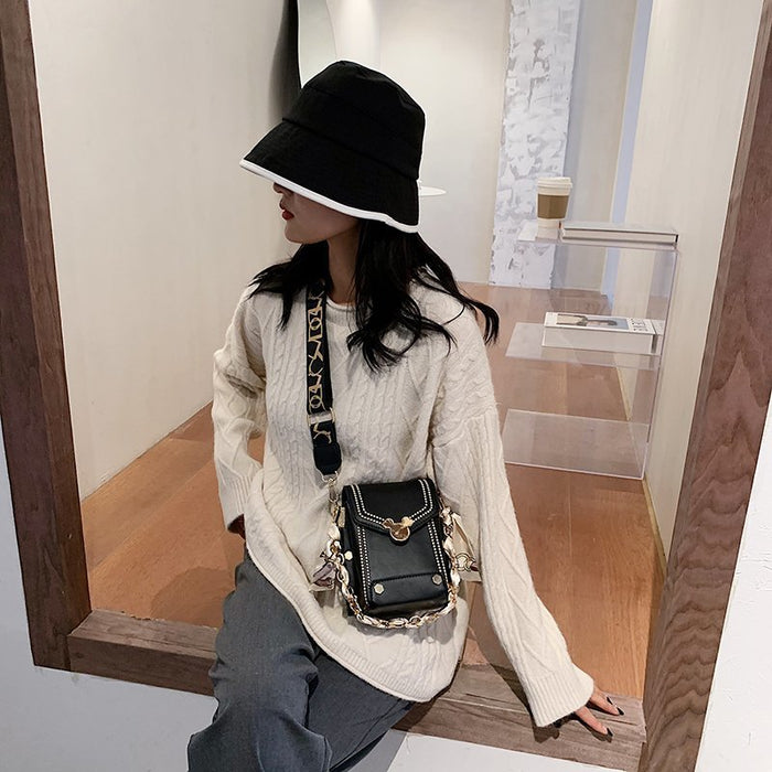 Wholesale stone pattern wide shoulder strap small square bag messenger small bag JDC-SD-Feiyi003