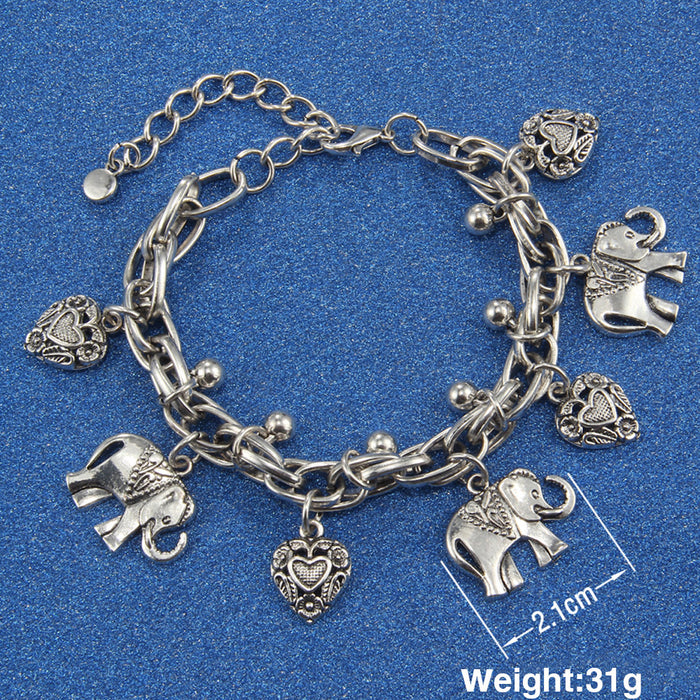 Jewelry WholesaleWholesale Carved Elephant Peach Heart Starfish Anklet JDC-AS-GSHR014 Anklets 韩茹 %variant_option1% %variant_option2% %variant_option3%  Factory Price JoyasDeChina Joyas De China