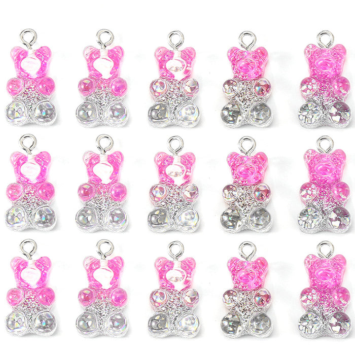 Wholesale Color Glitter Bear Pendant Handmade DIY Jewelry Accessories Keychain JDC-DIY-Jingy004