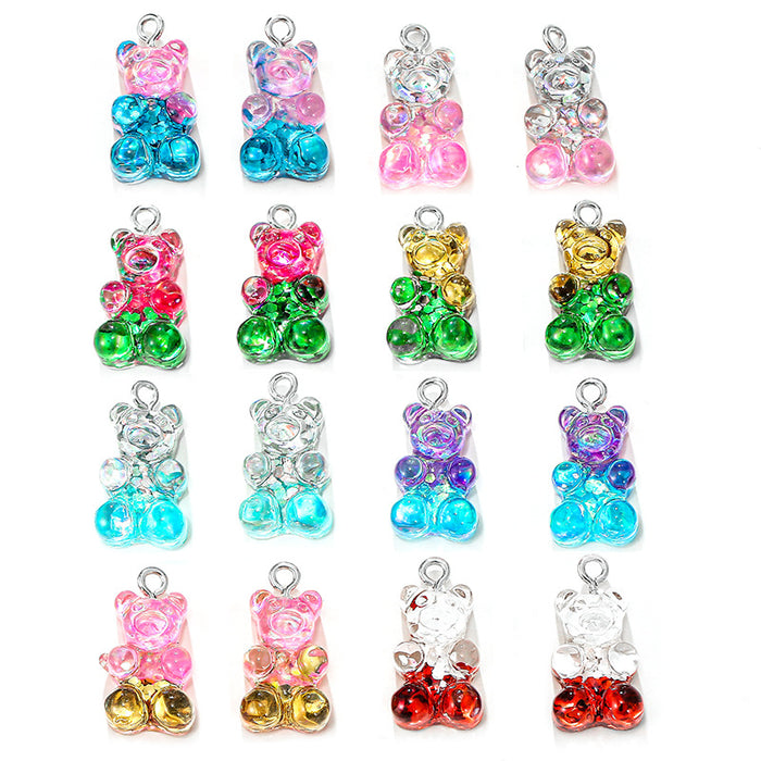 Wholesale Color Glitter Bear Pendant Handmade DIY Jewelry Accessories Keychain JDC-DIY-Jingy004