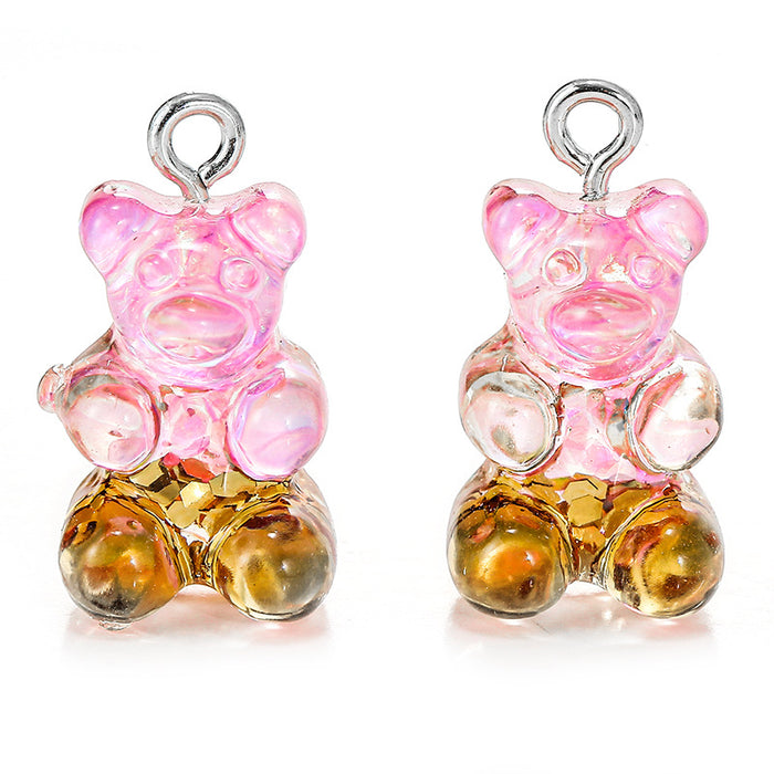 Wholesale Color Glitter Bear Pendant Handmade DIY Jewelry Accessories Keychain JDC-DIY-Jingy004