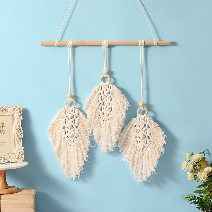 Wholesale Leaf Woven Cotton Thread Tapestry Decor Bedroom Wall Hanging MOQ≥2 JDC-DC-XZhao004