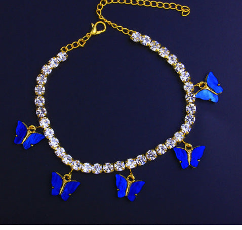 Wholesale Acrylic Rhinestone Anklet Butterfly Beach Vacation Anklet JDC-AS-JLiang003