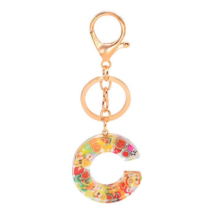 Wholesale Resin 26 English Alphabet Fruit Series Keychain JDC-KC-YiWa017