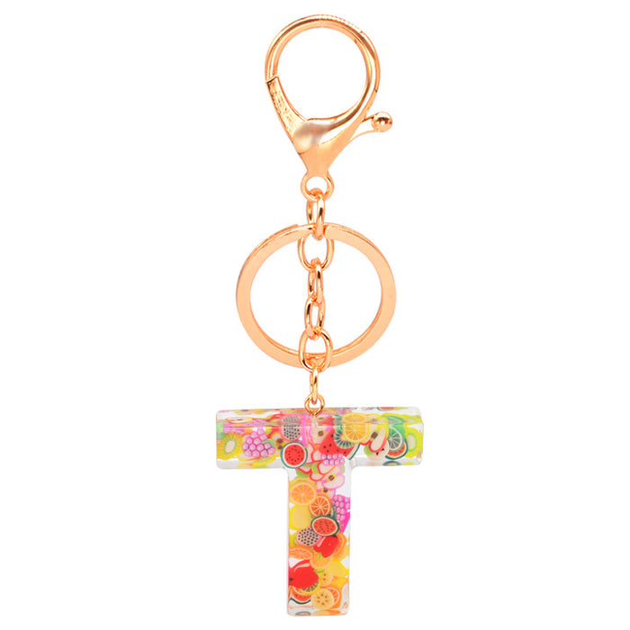 Wholesale Resin 26 English Alphabet Fruit Series Keychain JDC-KC-YiWa017