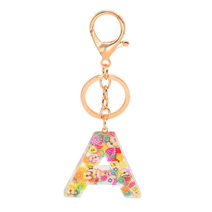 Wholesale Resin 26 English Alphabet Fruit Series Keychain JDC-KC-YiWa017