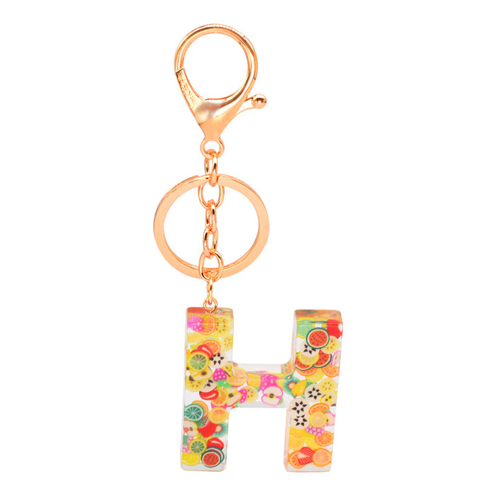 Wholesale Resin 26 English Alphabet Fruit Series Keychain JDC-KC-YiWa017