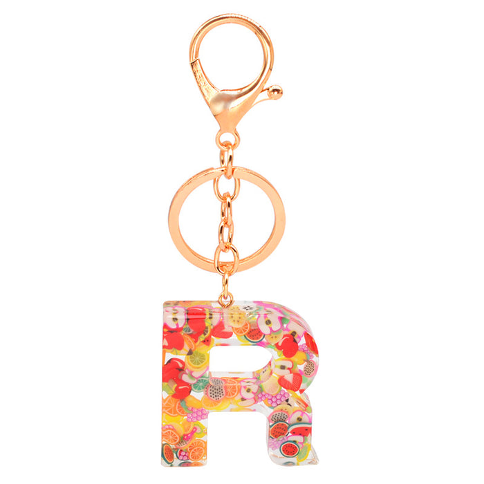 Wholesale Resin 26 English Alphabet Fruit Series Keychain JDC-KC-YiWa017