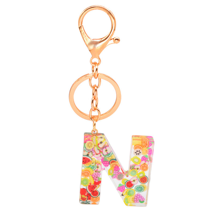 Wholesale Resin 26 English Alphabet Fruit Series Keychain JDC-KC-YiWa017