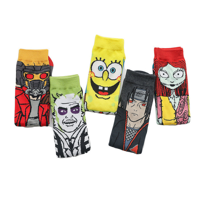 Wholesale socks cartoon medium and long tube skateboard personality socks (M) JDC-SK-HuiHe009