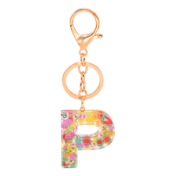 Wholesale Resin 26 English Alphabet Fruit Series Keychain JDC-KC-YiWa017
