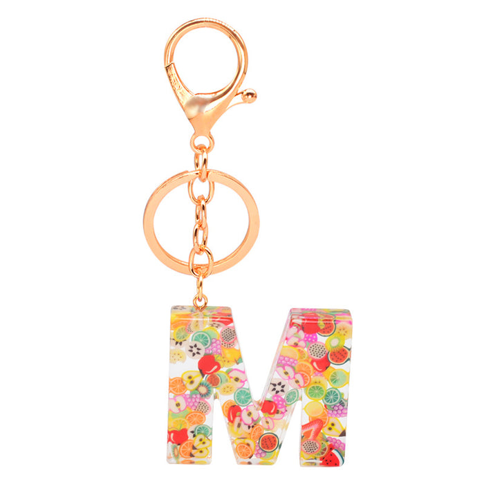 Wholesale Resin 26 English Alphabet Fruit Series Keychain JDC-KC-YiWa017