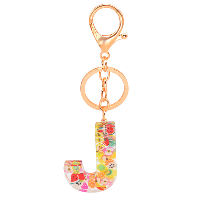 Wholesale Resin 26 English Alphabet Fruit Series Keychain JDC-KC-YiWa017