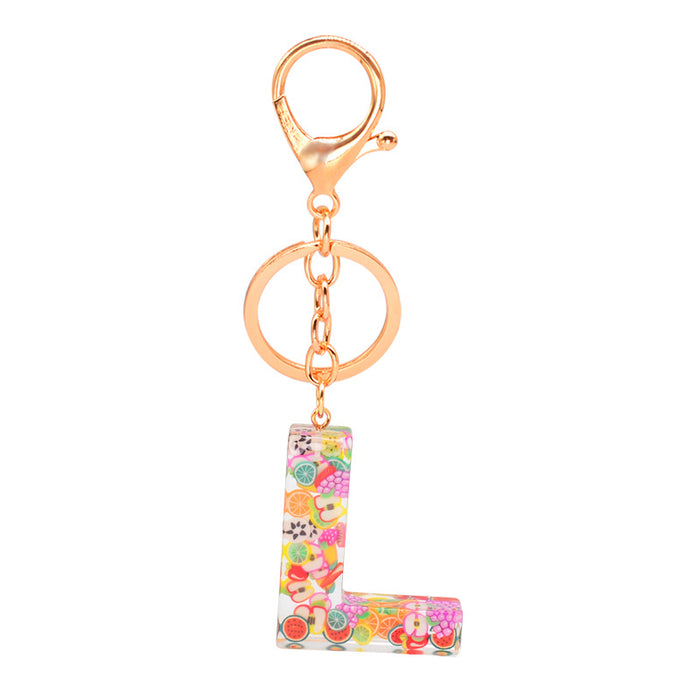 Wholesale Resin 26 English Alphabet Fruit Series Keychain JDC-KC-YiWa017