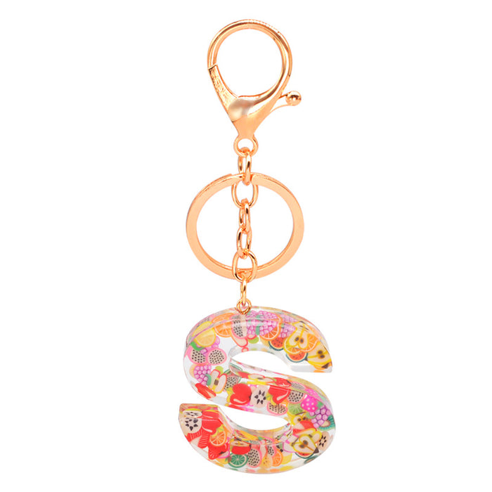 Wholesale Resin 26 English Alphabet Fruit Series Keychain JDC-KC-YiWa017