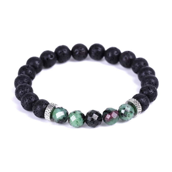 Wholesale Quality Natural Stone Strawberry Crystal Morgan Faceted Stone Stainless Steel Accessories Volcanic Stone Bracelet MOQ≥2 JDC-BT-XIUHAO006