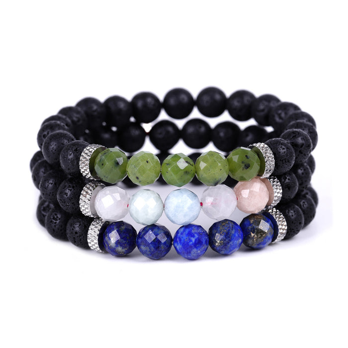 Wholesale Quality Natural Stone Strawberry Crystal Morgan Faceted Stone Stainless Steel Accessories Volcanic Stone Bracelet MOQ≥2 JDC-BT-XIUHAO006