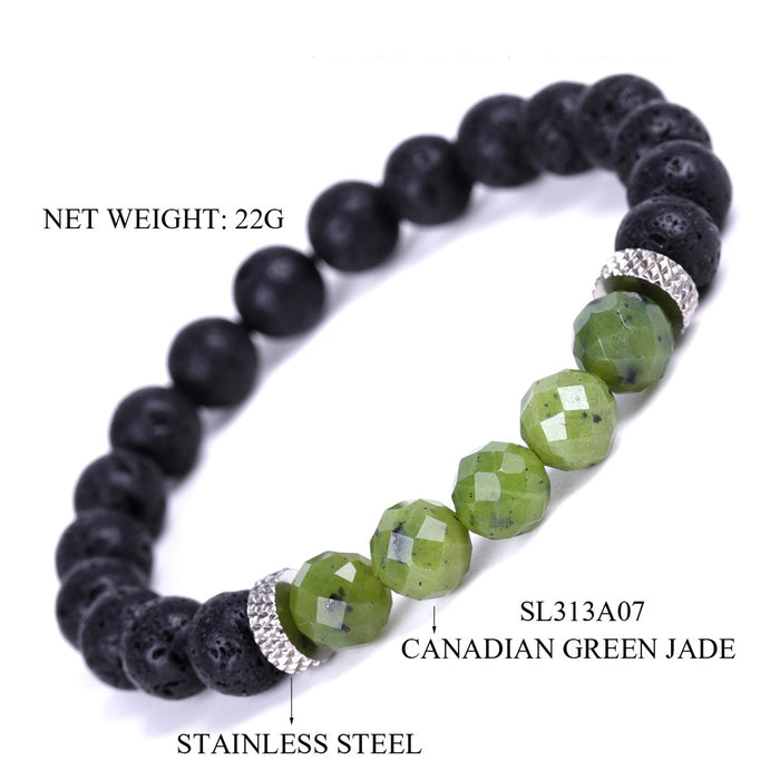 Wholesale Quality Natural Stone Strawberry Crystal Morgan Faceted Stone Stainless Steel Accessories Volcanic Stone Bracelet MOQ≥2 JDC-BT-XIUHAO006