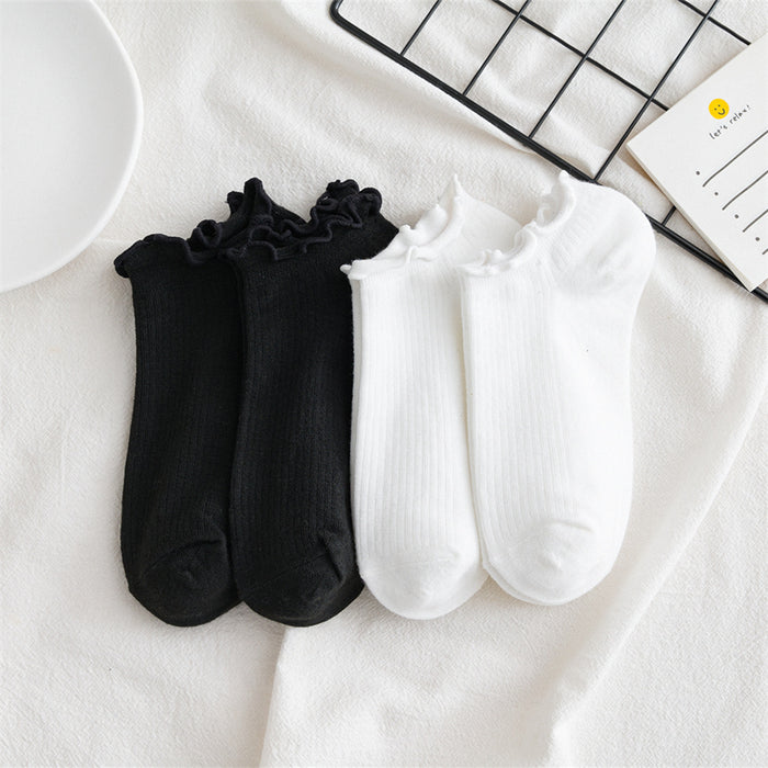 Jewelry WholesaleWholesale solid color all-match socks lace soft girl comfortable medium tube college style JDC-SK-YMS009 Sock 叶茂盛 %variant_option1% %variant_option2% %variant_option3%  Factory Price JoyasDeChina Joyas De China