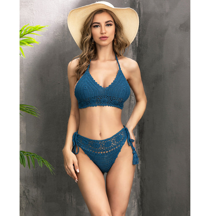 Wholesale hand hook knitted strap sexy hollow beach bikini suit JDC-SW-CYi003