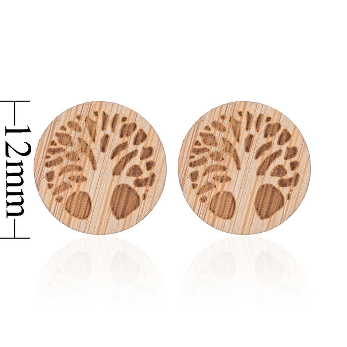 Wholesale Tree Of Life Wood Earrings JDC-ES-SS013