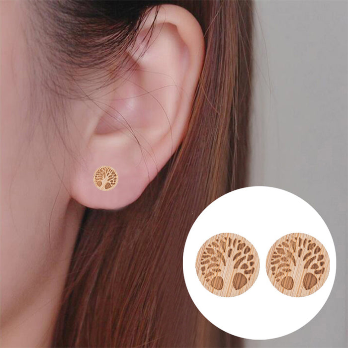 Wholesale Tree Of Life Wood Earrings JDC-ES-SS013