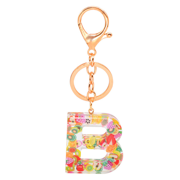 Wholesale Resin 26 English Alphabet Fruit Series Keychain JDC-KC-YiWa017