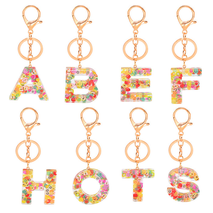 Wholesale Resin 26 English Alphabet Fruit Series Keychain JDC-KC-YiWa017