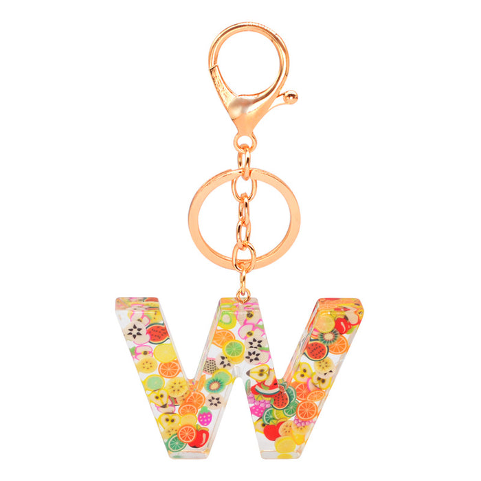 Wholesale Resin 26 English Alphabet Fruit Series Keychain JDC-KC-YiWa017