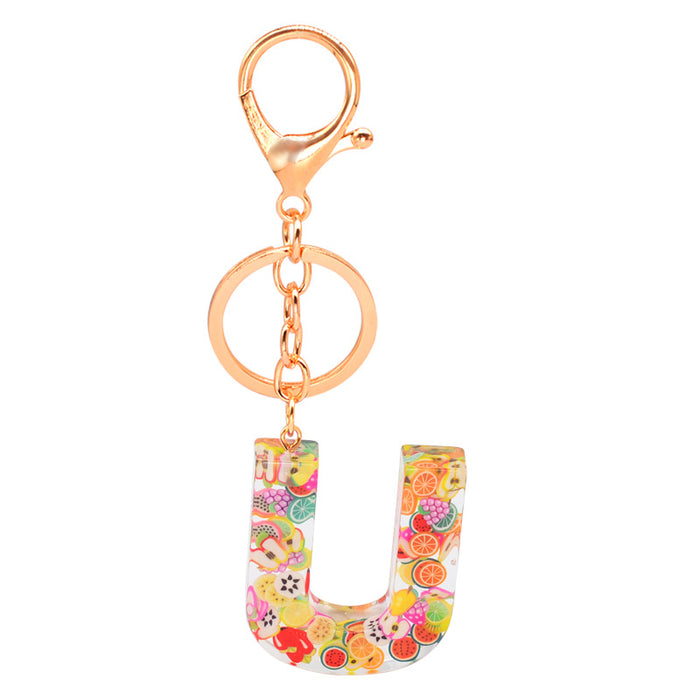 Wholesale Resin 26 English Alphabet Fruit Series Keychain JDC-KC-YiWa017