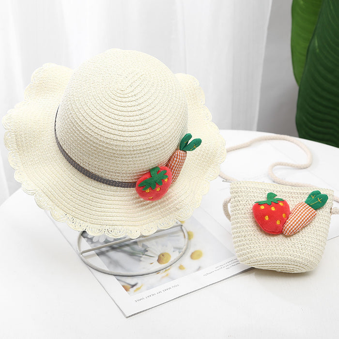 Jewelry WholesaleWholesale Children Straw Hat Beach Hat Bag Set JDC-FH-Weilan001 Fashionhat 微蓝 %variant_option1% %variant_option2% %variant_option3%  Factory Price JoyasDeChina Joyas De China