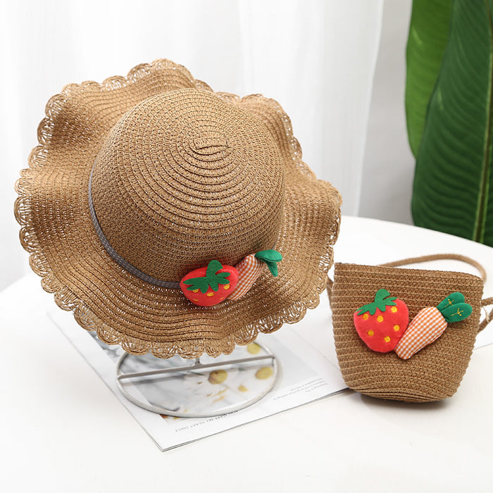 Jewelry WholesaleWholesale Children Straw Hat Beach Hat Bag Set JDC-FH-Weilan001 Fashionhat 微蓝 %variant_option1% %variant_option2% %variant_option3%  Factory Price JoyasDeChina Joyas De China