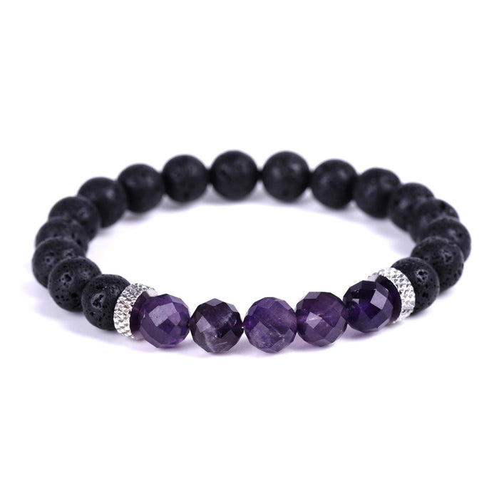 Wholesale Quality Natural Stone Strawberry Crystal Morgan Faceted Stone Stainless Steel Accessories Volcanic Stone Bracelet MOQ≥2 JDC-BT-XIUHAO006